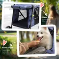 PawHut Dog Pram Dog Stroller 4 Wheels Pet Pushchair with Rolling Door, Cushion, Safety Leashes, for Small and Medium Breeds, Dark Blue - 7