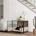 PawHut 80cm Furniture Style Dog Crate Dog Cage End Table Indoor with 3 Doors Soft Washable Cushion, for Medium Sized Dogs - 2