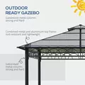 Outsunny 3 x 3 (m) Outdoor Polycarbonate Gazebo, Double Roof Hard Top Gazebo with Galvanised Steel Frame, Nettings & Curtains for Garden, Lawn, Patio and Deck, Khaki - 6