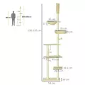 PawHut 230-250cm Floor-to-Ceiling Climbing Cat Tree Tower - Beige - 3