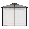 Outsunny 3 x 3 (m) Outdoor Polycarbonate Gazebo, Double Roof Hard Top Gazebo with Galvanised Steel Frame, Nettings & Curtains for Garden, Lawn, Patio and Deck, Khaki - 9