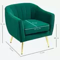 HOMCOM Velvet-Feel Shell Back Accent Chair - Green - 3