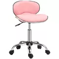 HOMCOM Adjustable Rolling Swivel Beauty Salon Chair, Stool for Spa, Pink - 1