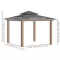 Outsunny 3 x 3 (m) Outdoor Polycarbonate Gazebo, Double Roof Hard Top Gazebo with Galvanised Steel Frame, Nettings & Curtains for Garden, Lawn, Patio and Deck, Khaki - 3