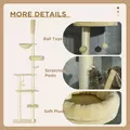 PawHut 230-250cm Floor-to-Ceiling Climbing Cat Tree Tower - Beige - 6