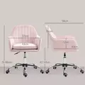 HOMCOM Velvet-Feel Tub Office Chair, with Seat Cushion - Pink - 3