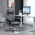 HOMCOM High Back Computer Desk Chair, Executive Office Chair with Adjustable Headrest, Footrest, Reclining Back, Dark Grey - 2