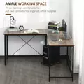 HOMCOM L-Shaped Desk, Gaming Desk, 150 x 150 x 75 cm, Corner Computer Desk for Study, Home Office, Bedroom, Rustic Brown - 5