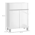 kleankin Freestanding Bathroom Cabinet, High Gloss Storage Cabinet with Doors and Adjustable Shelf, 60 x 30 x 80 cm, White - 3