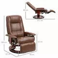 HOMCOM Faux Leather Armchair, with 145° Reclining Back and Footrest - Brown - 3