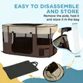 PawHut Foldable Dog Pen with Storage Bag for Indoor/Outdoor Use, Portable Pet playpen, with Ground Stakes - Brown - 6