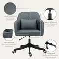 Vinsetto Microfiber Office Chair, Desk Chair, Makeup Vanity Chair with Massage Lumbar Pillow and Rolling Wheels for Bedroom and Home, Grey - 7
