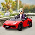 HOMCOM Lamborghini Licensed 12V kids Electric Car w/ Butterfly Doors, Remote, Music, Horn, Suspension - Red - 2