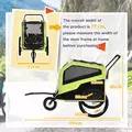PawHut Dog Bike Trailer, 2 in 1 Dog Stroller for Large Dogs with Hitch, Quick-release 20" Wheels, Pet Bicycle Cart Trolley Carrier for Travel, Green - 3