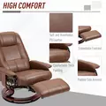 HOMCOM Faux Leather Armchair, with 145° Reclining Back and Footrest - Brown - 6