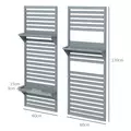 Outsunny Wall Mounted Plant Stands Set of 2, Fir Wood Flower Stand with Shelves and Slatted Trellis for Patio, Balcony, Porch - 3