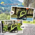PawHut Dog Bike Trailer, 2 in 1 Dog Stroller for Large Dogs with Hitch, Quick-release 20" Wheels, Pet Bicycle Cart Trolley Carrier for Travel, Green - 4