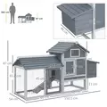 PawHut Small Chicken Coop with Run Hen House Poultry Coops Cages Nesting Box Grey 150.5 x 54 x 87cm - 3