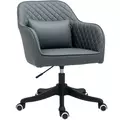 Vinsetto Microfiber Office Chair, Desk Chair, Makeup Vanity Chair with Massage Lumbar Pillow and Rolling Wheels for Bedroom and Home, Grey - 1