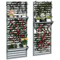 Outsunny Wall Mounted Plant Stands Set of 2, Fir Wood Flower Stand with Shelves and Slatted Trellis for Patio, Balcony, Porch - 1