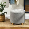 HOMCOM 40.5L Teddy Fleece Storage Ottoman - Grey - 2