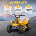 AIYAPLAY 6V Electric Quad Bike for Kids, Ride On ATV w/ Forward/Reverse, Headlights, for Ages 18-36 Months, Yellow - 7