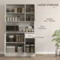 HOMCOM Freestanding Kitchen Pantry Storage Cabinet - White - 4