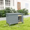 PawHut Wooden Dog House with Removable Bottom, Wire Door, Openable Top, Pet Shelter for Small Dog, 80 x 55 x 53.5cm, Dark Grey - 3