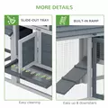 PawHut Small Chicken Coop with Run Hen House Poultry Coops Cages Nesting Box Grey 150.5 x 54 x 87cm - 7