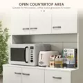 HOMCOM Freestanding Kitchen Pantry Storage Cabinet - White - 5