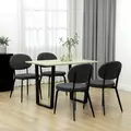 HOMCOM Set of Four Boucle Dining Chairs - Black - 2