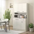 HOMCOM Freestanding Kitchen Pantry Storage Cabinet - White - 2