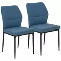 HOMCOM Velvet Dining Chairs Set of 2, Modern Armless Upholstered Kitchen Chairs with Metal Legs, Curved Back and Padded Seat, for Dining Room, Bedroom, Living Room, Blue - 1