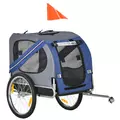 PawHut Folding Dog Bike Trailer Pet Cart Carrier for Bicycle Travel in Steel Frame with Hitch Coupler - Blue & Grey - 1