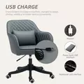 Vinsetto Microfiber Office Chair, Desk Chair, Makeup Vanity Chair with Massage Lumbar Pillow and Rolling Wheels for Bedroom and Home, Grey - 4