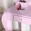 ZONEKIZ Kids Vanity Table with Mirror, Stool, Drawer, Storage Boxes, Cloud Design, for Ages 3-6 Years - Pink - 8