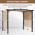 Outsunny Outdoor Retractable Pergola Garden Gazebo with Two Adjustable Side Canopy Overhead Sun Shade Backyard Canopy Cover, Steel Khaki 2.96x2.45x2.3m - 4