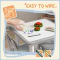 AIYAPLAY Height Adjustable Toddler Table and Chair Set, 3 Pcs Children Activity Table w/ 2 Chairs, for Playroom, Bedroom - Grey - 6