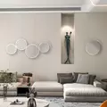 HOMCOM Metal Wall Mirrors, 107cm Modern Decorative Silver Mirror Decor Hanging, Home Wall Sculptures for Living Room Bedroom Dining Room - 8