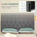 HOMCOM Double Bed Frame with 5-Level Adjustable Linen Upholstered Headboard 145W x 196D x 120Hcm, Grey - 4