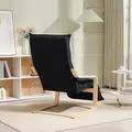 HOMCOM Curved Wooden Accent Chair, with Adjustable Footrest - Black - 8
