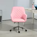 Vinsetto Office Desk Chair, Leather-Feel Fabric Computer Swivel Chair with Rolling Wheels and Adjustable Height for Home, Pink - 7