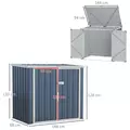 Outsunny 5ft x 3ft Garden 2-Bin Steel Storage Shed, Double Rubbish Storage Shed, Hide Dustbin w/ Locking Doors and Openable Lid - 3