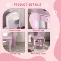 ZONEKIZ Kids Vanity Table with Mirror, Stool, Drawer, Storage Boxes, Cloud Design, for Ages 3-6 Years - Pink - 7