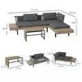 Outsunny Three-Piece 'L' Garden Sofa Set - Grey - 3
