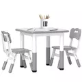 AIYAPLAY Height Adjustable Toddler Table and Chair Set, 3 Pcs Children Activity Table w/ 2 Chairs, for Playroom, Bedroom - Grey - 1