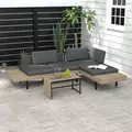 Outsunny Three-Piece 'L' Garden Sofa Set - Grey - 2