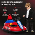 HOMCOM 6V Electric Kids Bumper Car, 6V Spin Waltz Car, with Music, Horn, Lights - Red - 7