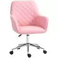 Vinsetto Office Desk Chair, Leather-Feel Fabric Computer Swivel Chair with Rolling Wheels and Adjustable Height for Home, Pink - 1