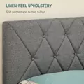 HOMCOM Double Bed Frame with 5-Level Adjustable Linen Upholstered Headboard 145W x 196D x 120Hcm, Grey - 5